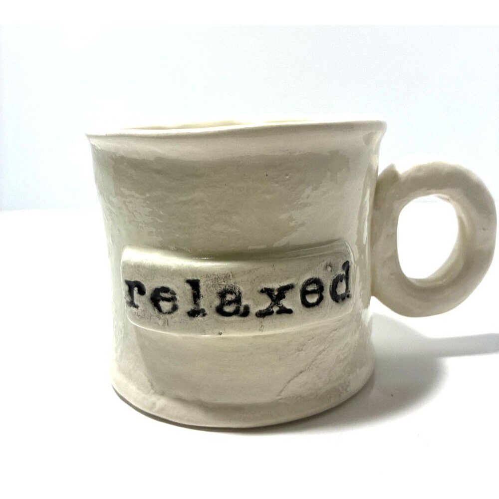 RELAXED Rustic Stoneware Mug Farmhouse Charm 8oz